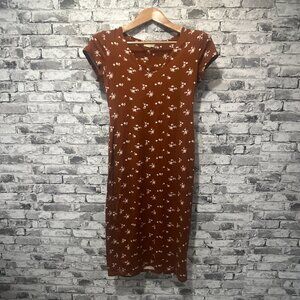 EUC "See You Monday" Los Angeles Brown Floral Midi Dress Size XL
